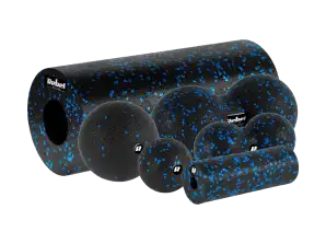 Mini Roller Massage Roller Set 2 Bälle 2 Duoballs E 6 Stück Farbe Schwarz Blau Material EPP REBEL ACTIVE