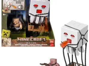 Set mit Minecraft-Figur, die Ghast mit Projektil angreift