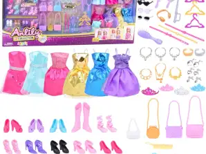 Büyük Moda Seti Anlily Koleksiyonu Elbiseler Aksesuarlar 65 adet.