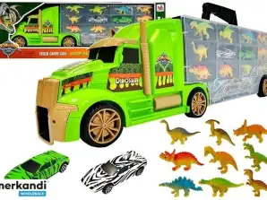 Truck Transporter Sorter Koffert med Dinosaurer Grønn