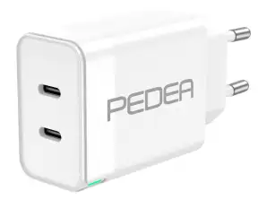 Rejseoplader Dobbelt 40W til USB-C, hvid 180-240V / hurtigoplader / maks. 40 watt