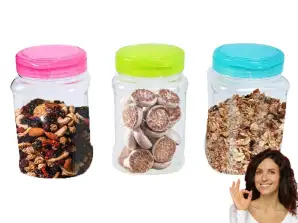 3 x RÉCIPIENT POT EN PLASTIQUE POUR ALIMENTS PÂTES 2.3L ÉPICES CÉRÉALES RIZ