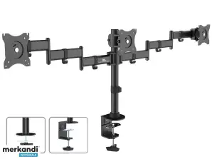 Supporto da tavolo per 3 monitor LCD Maclean. bracci doppi. VESA 75x75 e 100x100. 13