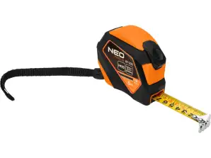 Teräsmittanauha 5 m x 19 mm. automaattinen lukitus. stop-nappi. magneetti