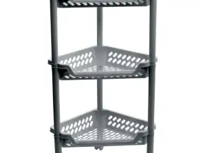 Eckregal mit Rollen 3 Regale Plast Team silber