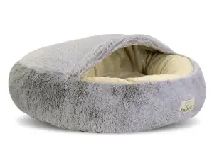 Letto Shaggy Fluffy con tetto grigio chiaro di 60 cm di diametro
