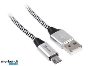 Kabel TRACER USB 2.0 AM micro 1.0m svart-sølv