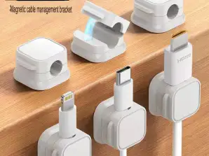 Pack of 6 Self-Adhesive Magnetic Cable Organizer Clips for Office, Nightstand, Charging Cables, HDMI, USB, Audio