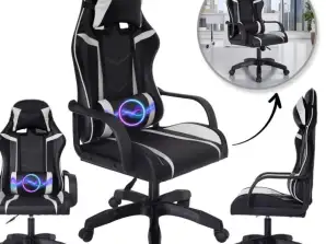 VORTEX pasukama žaidimų biuro kėdė, juoda, balta eko oda KO35B