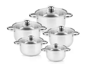Set of Pots Rosberg R51210O10, 18/20/22/24/26cm., Stainless steel