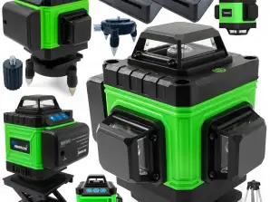 LASER LEVEL CROSS LINE LASER GRØN SELVNIVELLERENDE 4D 360 2 BATTERIER