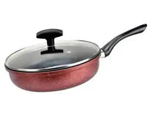 Rosberg R51319G28CD, Deep Frying pan, 28 cm., With lid, Marble cover, Induction, Bordeaux melange