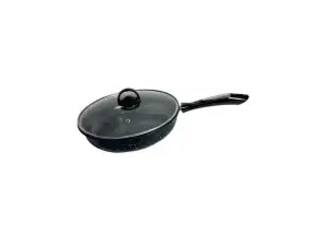 Carbon steel fry pan with lid Rosberg R51319M26, 26x5.5сm., Black melange