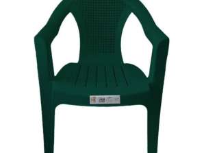 Silla de plástico con y sin reposabrazos, disponible en verde y blanco