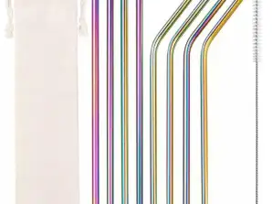 AG371B METAL STRAWS 10 EL. RAINBOW