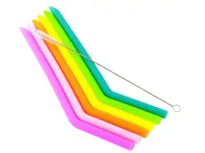 AG371D SILICONE STRAWS SET OF 6