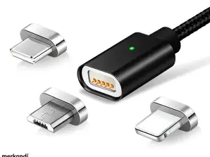 AK239 МАГНИТ. 3-в-1 МИКРО USB КАБЕЛ ЧЕРЕН