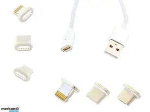 AK239C МАГНИТ. 3-в-1 МИКРО USB КАБЕЛ СИВ