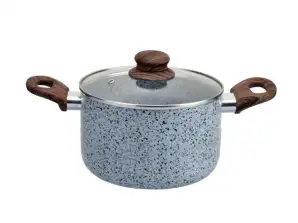 Oliver Voltz Siena OV51318J20D, Aluminium Marble stone ceramic coated deep sauce-pot with lid, 20 x 11 cm., 3.1 l