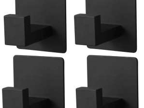 DA106 4x GANCHOS DE BANHEIRO PRETO