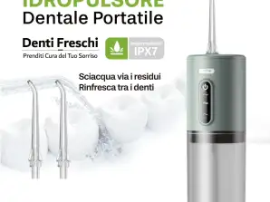 Dental Water Flosser Rechargeable and Portable, with extra nozzles, Green, 280ml Capacity