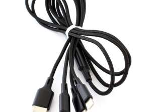 KK21I 3-1 MIKRO USB / USB-C-KABEL SORT