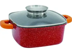 Oliver Voltz OV54323B22A, Pot with grease dispenser, Granite finish, 3.5 l, 22 cm, Induction, Red