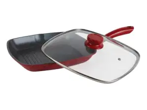 Oliver Voltz OV54316A24C, aluminum square grill pan24x24сm., Marble coating, Induction, Red