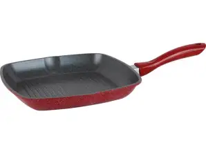 Oliver Voltz OV54316A28, Die cast square grill pan, 28x28сm., Marble non-stick coating, Induction, Red