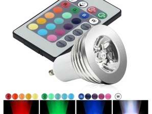 ZD7A RGB LED ŽÁROVKA 16 BAREVNÉ DÁLKOVÉ OVLÁDÁNÍ GU10