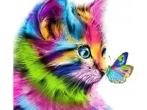 De kat van het diamantmozaïek met vlinder