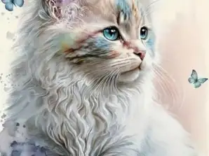 Diamant Mosaik Katze weiß