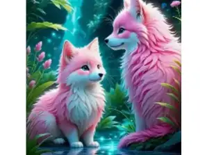 Diamant mozaïek roze vossen