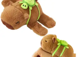 Capibara de pluș cu brățări broaște țestoase 2in1 maro 18cm