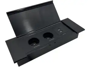 Mööbli pistikupesa süvistatakse ülaossa lameda freesitud servaga. hingedega klapiga. USB-laadija ja 1,5 m kaabel. 2x2P koos Schukoga. 2xUSB tüüp A C;