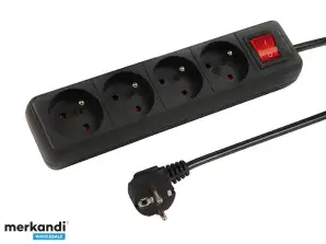 98 767# Mains extension cord pr 470wsp 4 sockets with earthing switch 3m black 3x1.5mm
