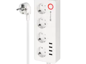 Priză LEC KM2250 Kruger&Matz 4 prize tip german și 4xUSB 2100 mA Connect P6 Tuya