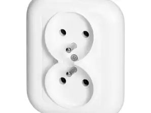 Double socket p/t 2x2p Z 16A. 250V. FAN. white