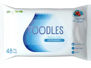 Toodles Natural Clean biohajoavat kosteuspyyhkeet, 48 kpl/pakkaus
