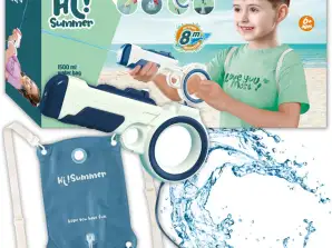 WATER GUN FOR CHILDREN WITH BACKPACK – LARGE 1.5L TANK, RANGE UP TO 8M – PERFECT FOR SUMMER