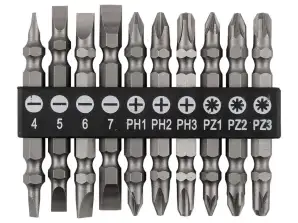 Двосторонній набір біт SL4/5/6/7. РН1/2/3. PZ1/2/3 x 65 мм. 10 шт.