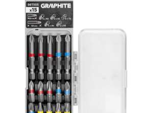 PH2x2 bit sett. PH3. PZ2x2 x 50 mm. PH1/2/3. PZ1/2/3. TX10/20/25/30 x 25 mm. 15 stk.