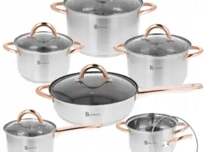 Batterie de cuisine de luxe 12 pièces – acier inoxydable – fond 5 couches – Induction