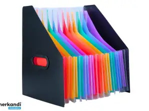 Vertical Folder Organizer for Documents Colorful Bookmarks Pockets Black A4
