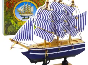 Collector's Model Decorative Sailing Ship White & Blue 16x15cm