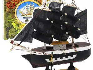 Collector's Model Decorative Ship Sailing Pirate Ship Black 16x15cm