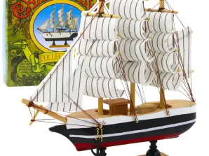 Sammlermodell Dekoratives Segelschiff Schwarz-Weiß 21x21cm