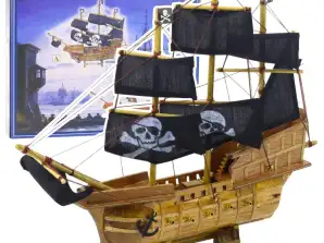 Collector's Model Decorative Ship Sailing Pirate Ship Black 33x29cm
