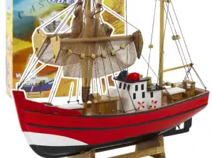 Collector's Model Decorative Ship Fishing Cutter Red 30x26cm