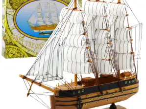 Maquette collector Voilier décoratif trois-mâts blanc 39x36cm